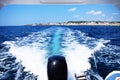 Waves on blue sea behind the speed boat Royalty Free Stock Photo