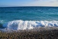 Waves, blue sea, sky, beach and horizon view Royalty Free Stock Photo