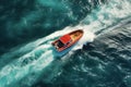Waves boating top view marine cruise. Generate Ai