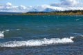 Waves break on the shore of Kluane Lake