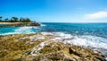 Waves breaking on the barriers of the lagoons at the resort community of Ko Olina Royalty Free Stock Photo