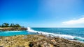 Waves breaking on the barriers of the lagoons at the resort community of Ko Olina Royalty Free Stock Photo