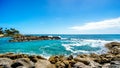 Waves breaking on the barriers of the lagoons at the resort community of Ko Olina Royalty Free Stock Photo