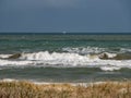 Waves breaking at the beach