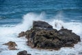 Waves breaking on Gris Gris Beach, Souillac, Mauritius