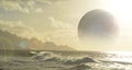 Ocean planet with moon Royalty Free Stock Photo
