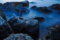 Waves breaking on rocks