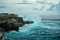 Waves breaking on the rocks. Devil's tear, Nusa Lembongan, Indonesia Royalty Free Stock Photo