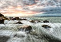 Seascape sunset ocean waves Royalty Free Stock Photo