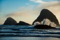 Waves breaking on rocks on Oregon coast Royalty Free Stock Photo