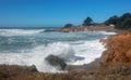 Waves breaking on rocky coast at Moonstone Beach in Cambria California United States Royalty Free Stock Photo