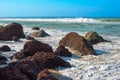 Waves breaking on a stony beach, Varkala, Kerala