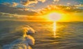 Waves breaking at sunrise near Corralejo Fuerteventura