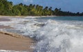 The waves on Caribbean beach, Martinique island. Royalty Free Stock Photo