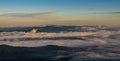 Waves of clouds rolling over the mountains