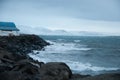 Waves at the coast of Hrisey in Iceland