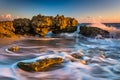 Waves and coral at sunrise in the Atlantic Ocean at Coral Cove P