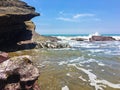 Waves Crash on the Rock Formations at La Tinosa Ecuador