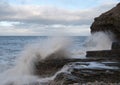 Waves Crash on the Rocks. Royalty Free Stock Photo