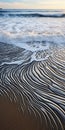 Striped Sand Ridge On Beach: A National Geographic Style Photo