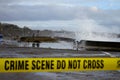 Waves crash seawall from Superstorm Sandy Royalty Free Stock Photo