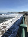 Sandsend beach seafront with the tide Royalty Free Stock Photo