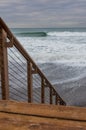 Waves crashing as El Nino storm moves in to San Clemente, California