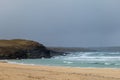 Waves crashing on Eoropie Beach on the coast of Outer Hebrides of Scotland