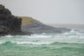 Waves crashing on Eoropie Beach on the coast of Outer Hebrides of Scotland