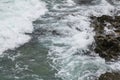 Waves crashing on Eoropie Beach on the coast of Outer Hebrides of Scotland