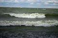 Waves crashing on the lake shoreline