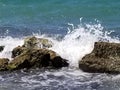 Waves Crashing in the Lime Rock Royalty Free Stock Photo