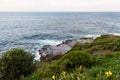 Waves crashing onto the rocks along the Bondi to Coogee coastal walk, Sydney, Australia Royalty Free Stock Photo