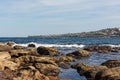 Waves crashing onto the rocks along the Bondi to Coogee coastal walk, Sydney, Australia Royalty Free Stock Photo