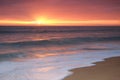 Waves crashing onto the shore during afternoon