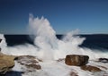 Waves Crashing over Rocks at Bondi Beach Royalty Free Stock Photo