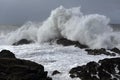 Waves crashing over rocks Royalty Free Stock Photo
