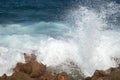 Waves crashing over the sea wall in Havana Royalty Free Stock Photo