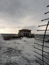 Dark turbulent sea waves in the evening