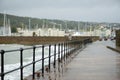 Waves crashing into pier of Whitehaven harbour in Cumbria, England, UK