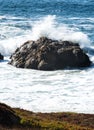 Waves crashing on Rock in Pacific Ocean Sonoma Coast Royalty Free Stock Photo
