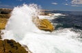 Waves crashing on rocks