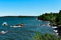 Waves Crashing on the Rocks of the Coastline of Lake Superior Royalty Free Stock Photo