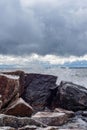 Waves crashing on rocks Royalty Free Stock Photo