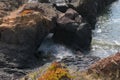 Waves crashing on the rocky Mendocino coast