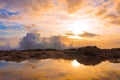 Waves crashing on rocky shoreline Royalty Free Stock Photo