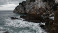 Waves Crashing On Sharp Rocks Dark Winter Day At The Sea 5