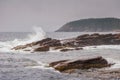 Waves crashing at Thunder Hole Royalty Free Stock Photo