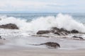 Waves crashing to rocks montezuma beach