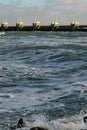 Waves crushing on the Dutch coast